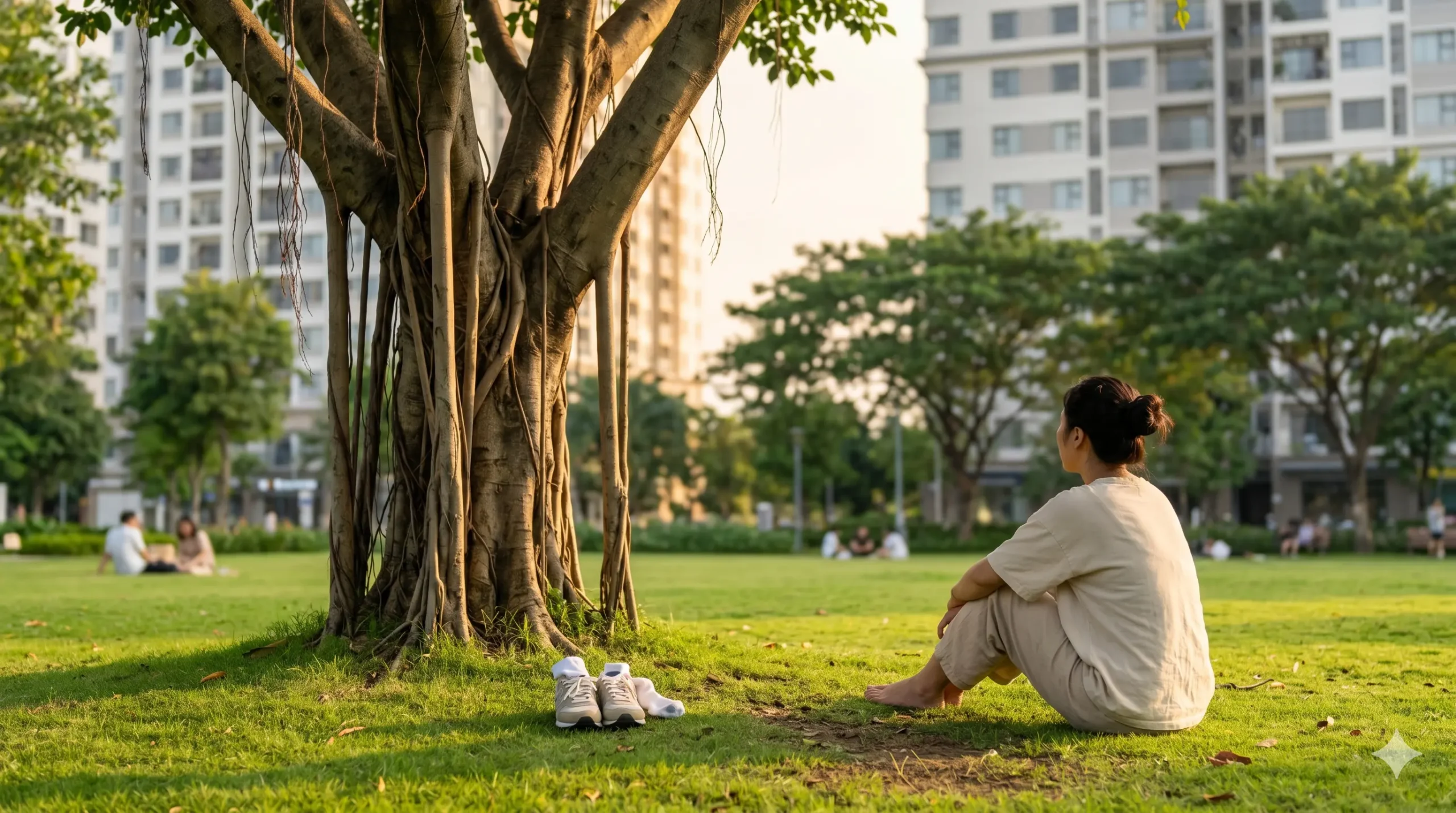 Công viên cạnh nhà – giải pháp cho người sống ở chung cư muốn thực hành earthing