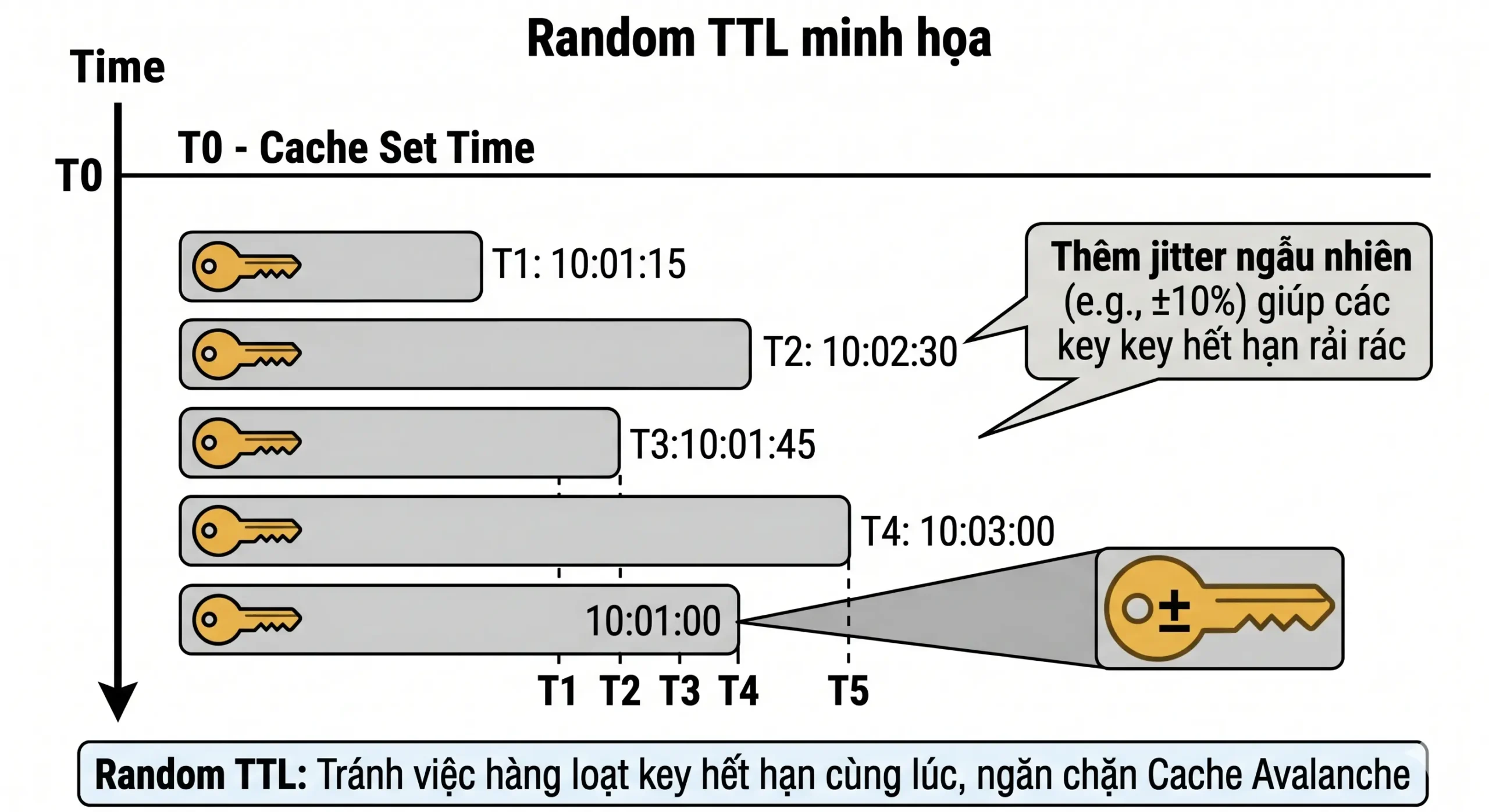 Minh họa random TTL tránh cache avalanche