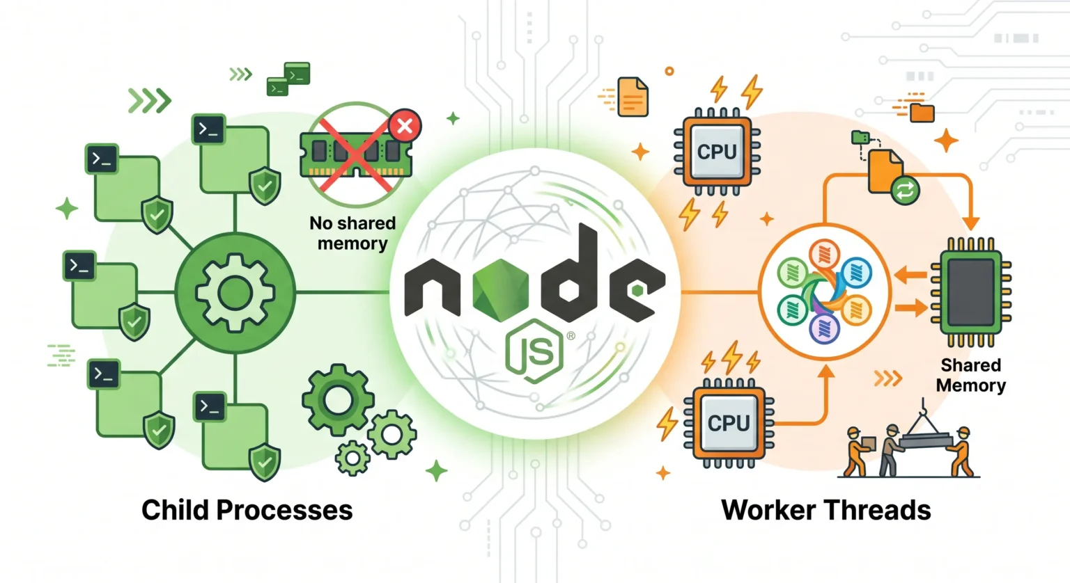 Node.js Multithreading: Worker Threads vs Child Processes – Chọn Đúng Cách Tối Ưu CPU